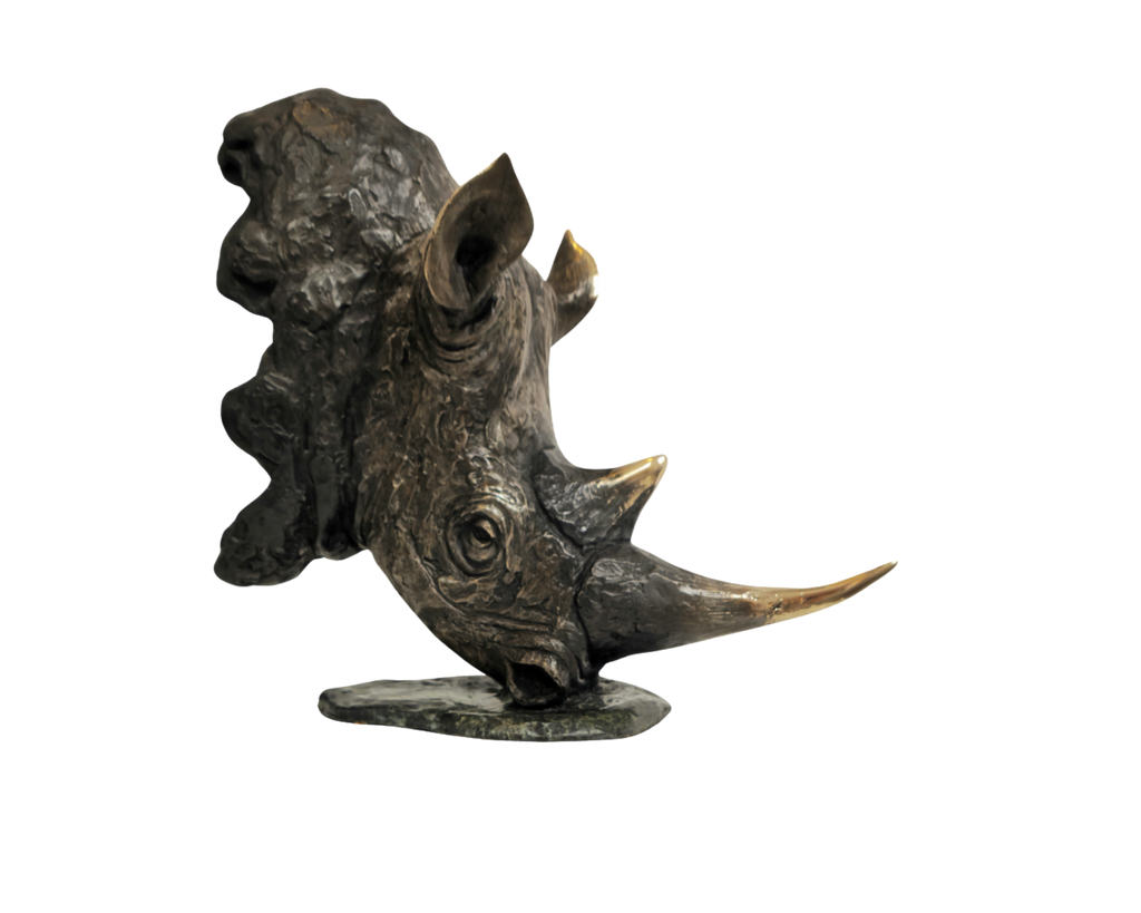Bronze Rhino Bust | Wildlife Art