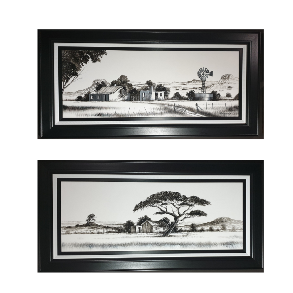 Painting - Farm Scene - Black & White