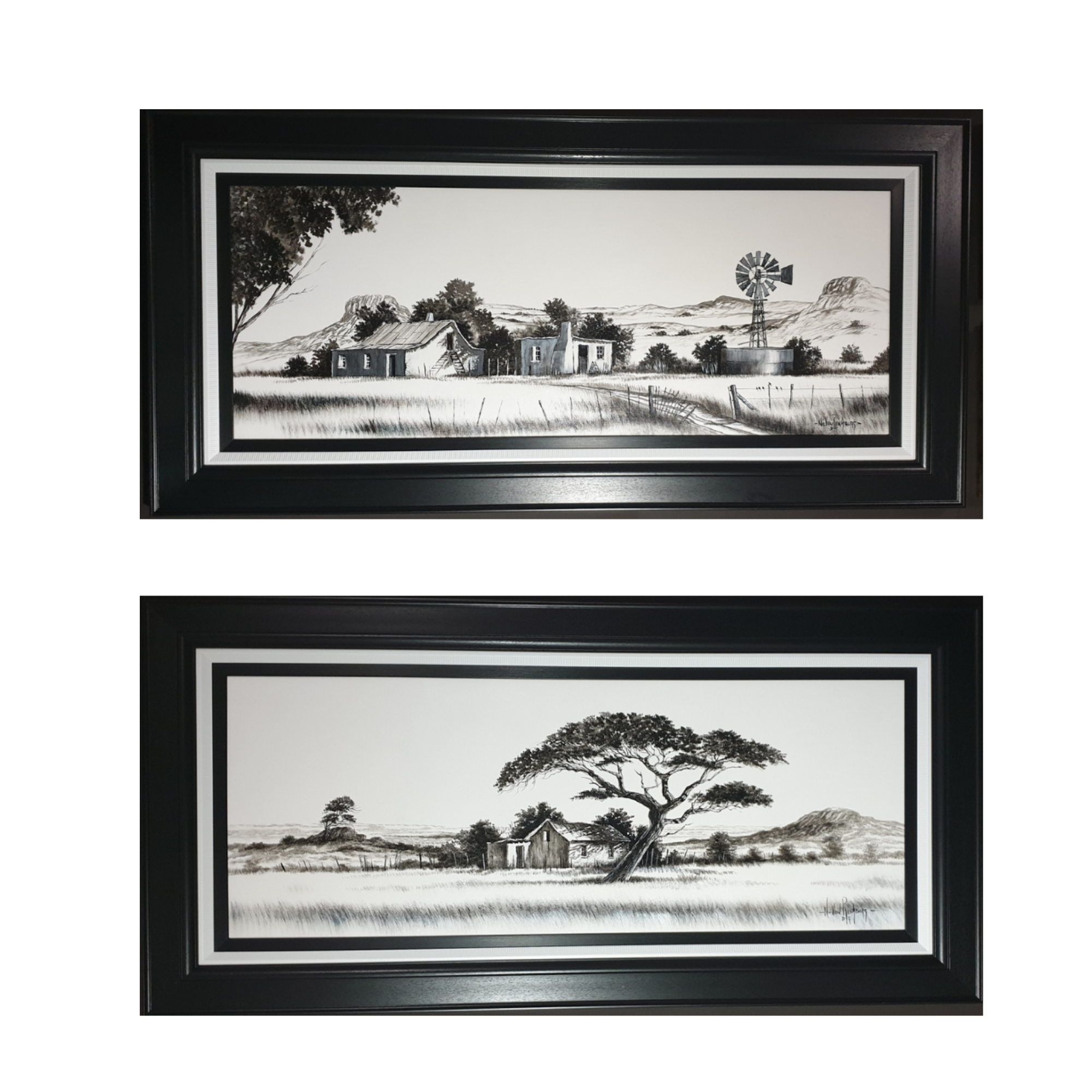 Painting - Farm Scene - Black & White