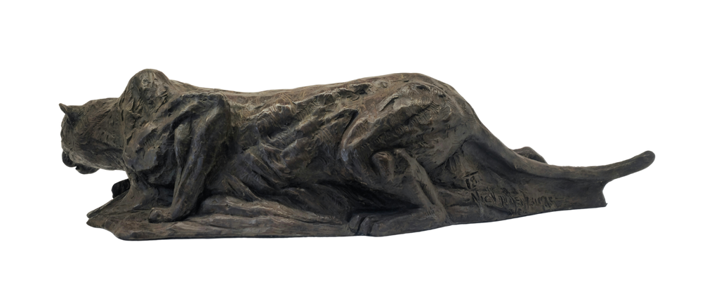 Bronze Leopard - Crawling | Wildlife Art