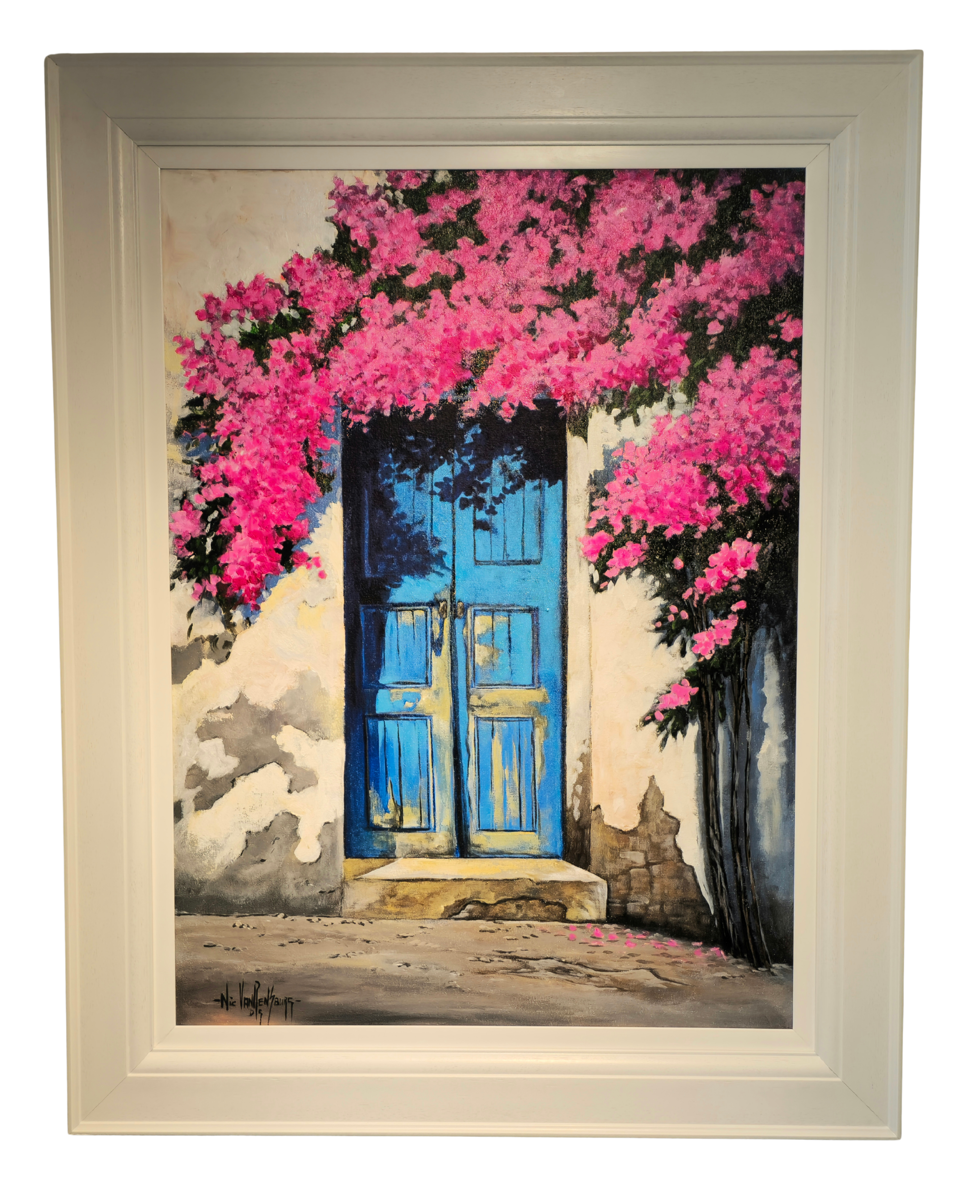 Painting - Blue Door - Santorini