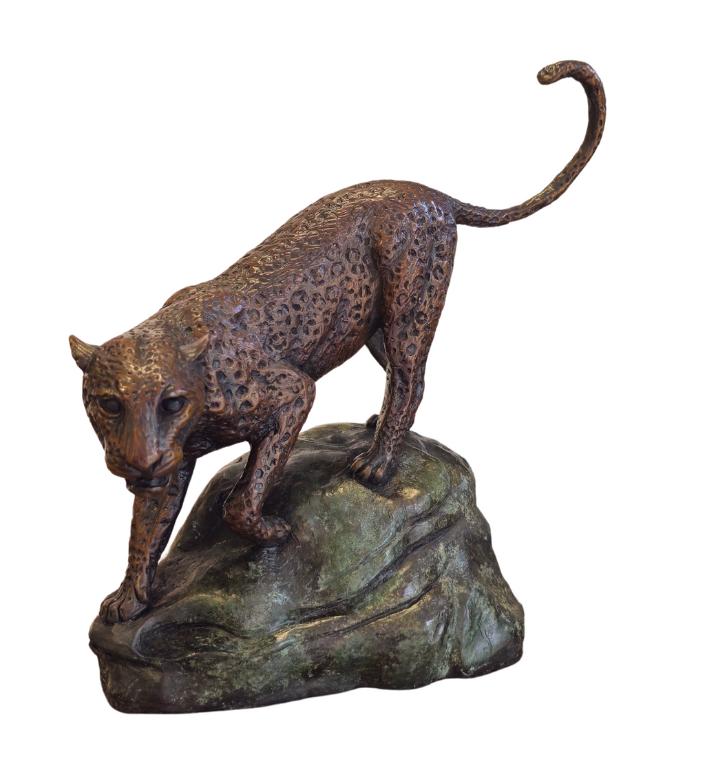 Bronze Leopard on rock - Big Five Set | Wildlife Art - 27/30