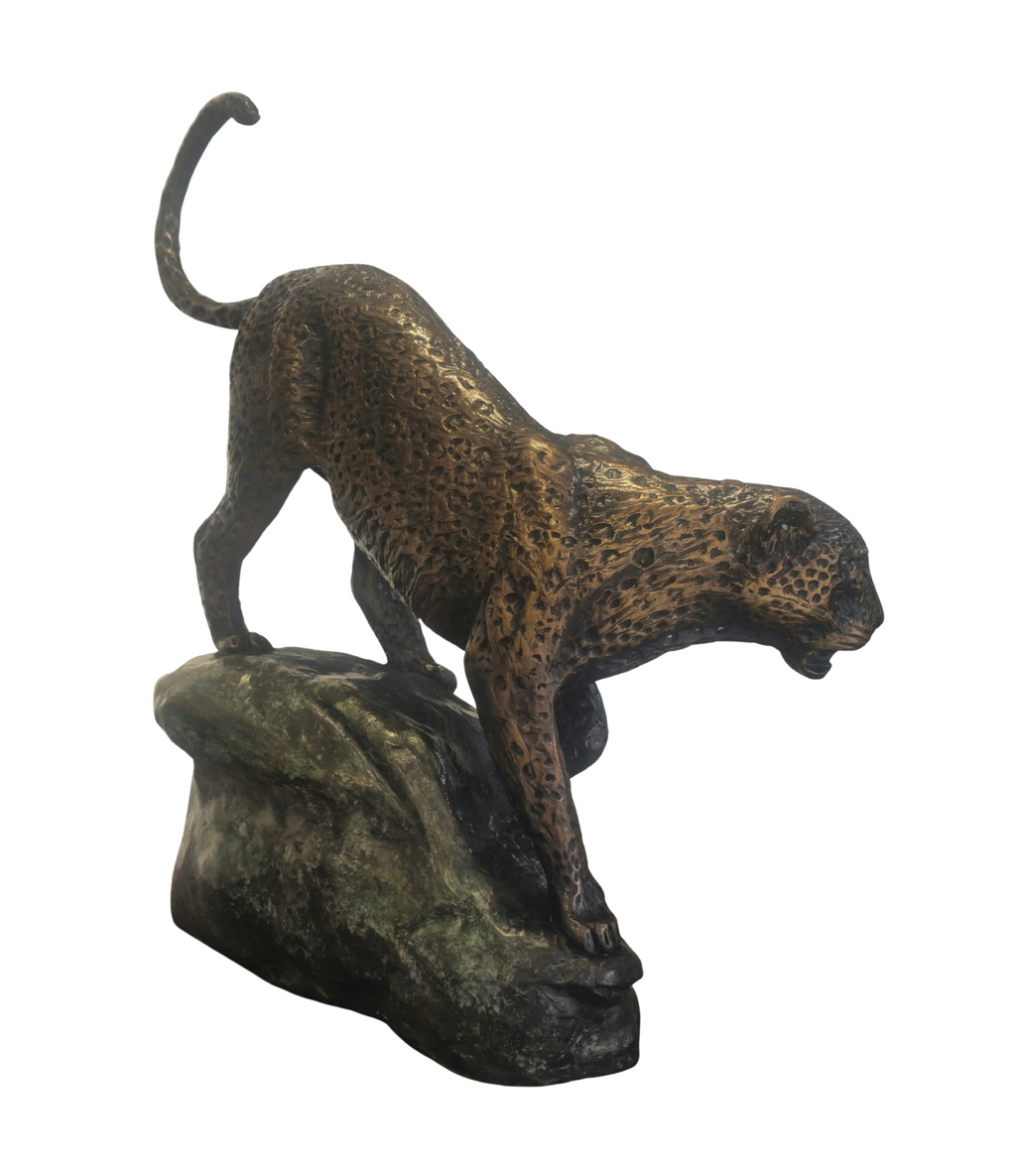 Bronze Leopard on rock - Big Five Set | Wildlife Art - 27/30