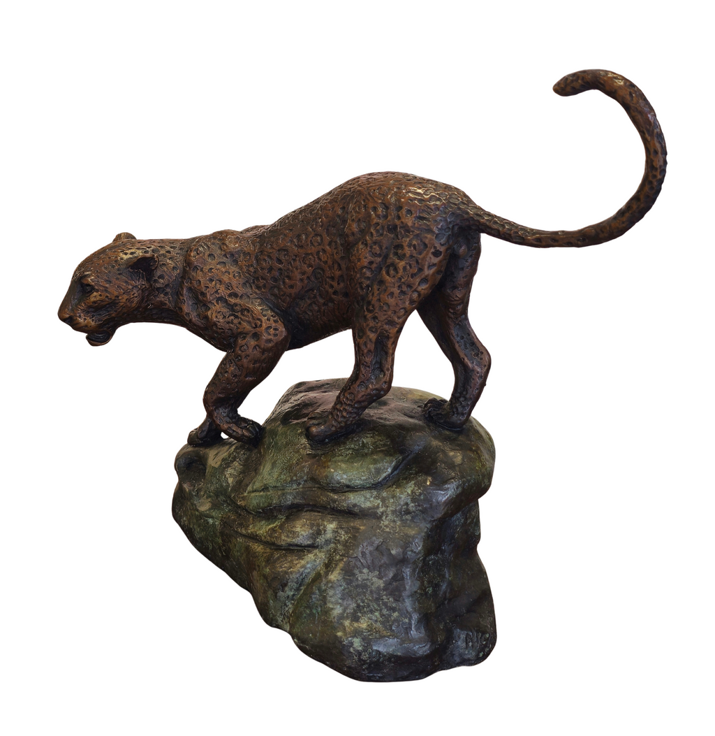 Bronze Leopard on rock - Big Five Set | Wildlife Art - 27/30